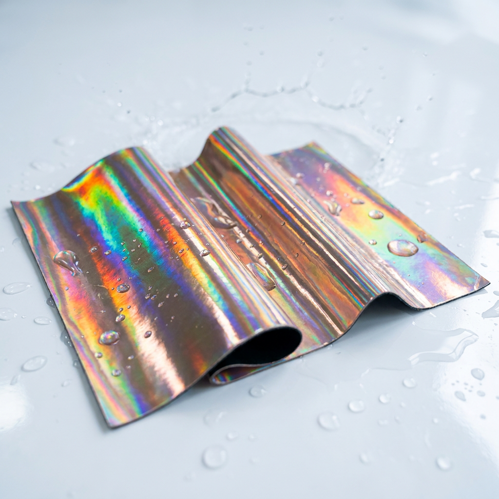 Holografisk laserbar kunstlæderplade med klæbemiddel/uden klæbemiddel