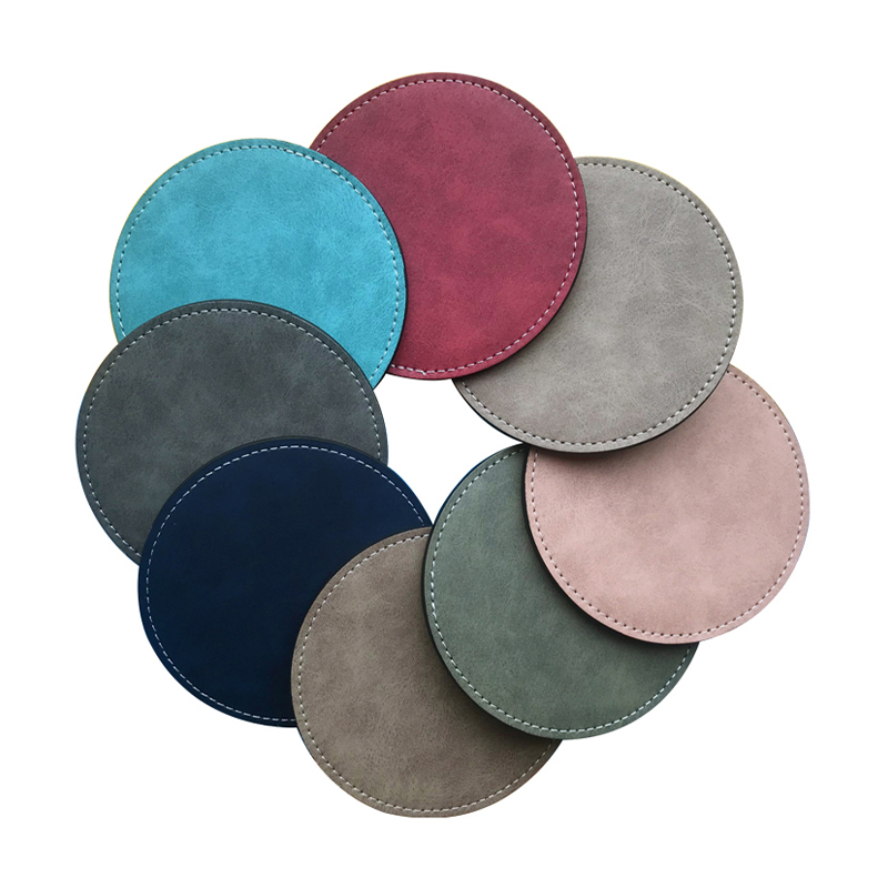 Sublimation PU Læder Krus Coaster -Rund