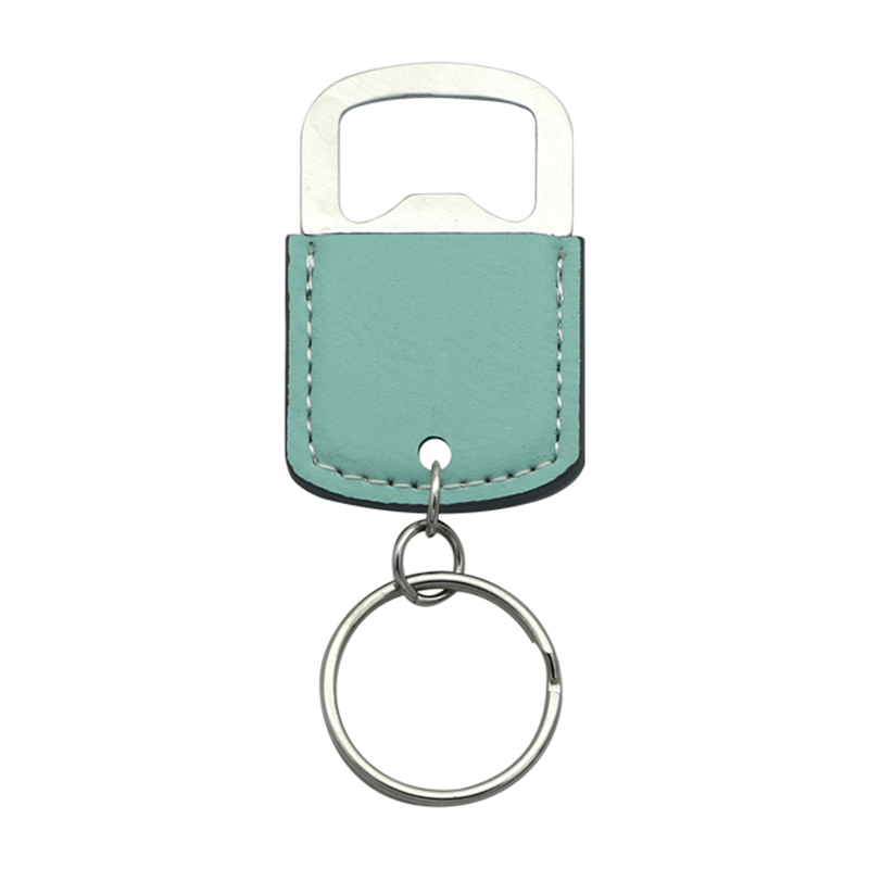 Laserable Leatherette Oval Bottle Opener Keychain