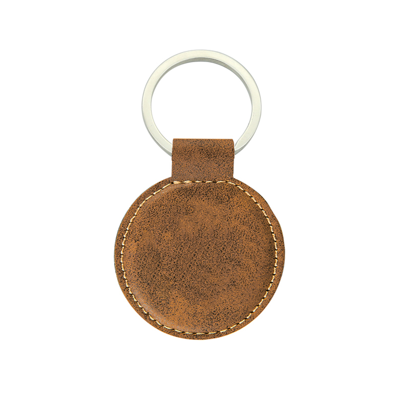 Laserbar rund nøglering i kunstlæder