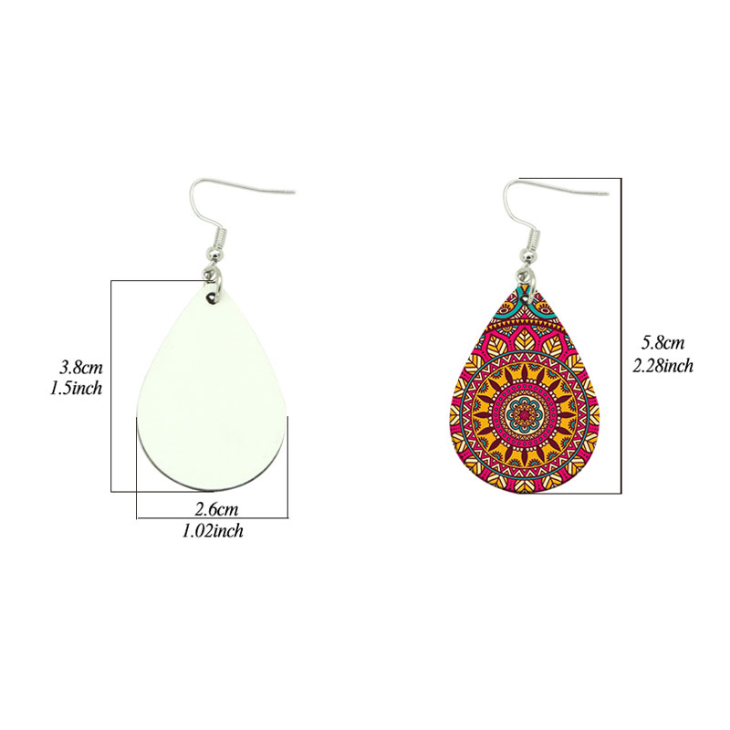 Sublimation PU læder ørering dråbeform (par)