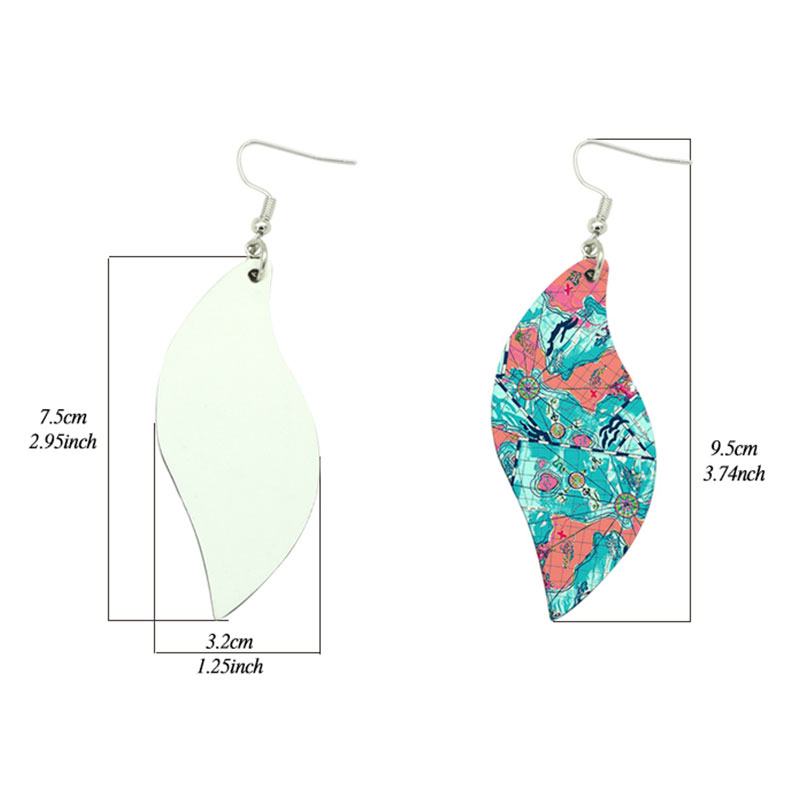Sublimation PU læder ørering bladform (par)