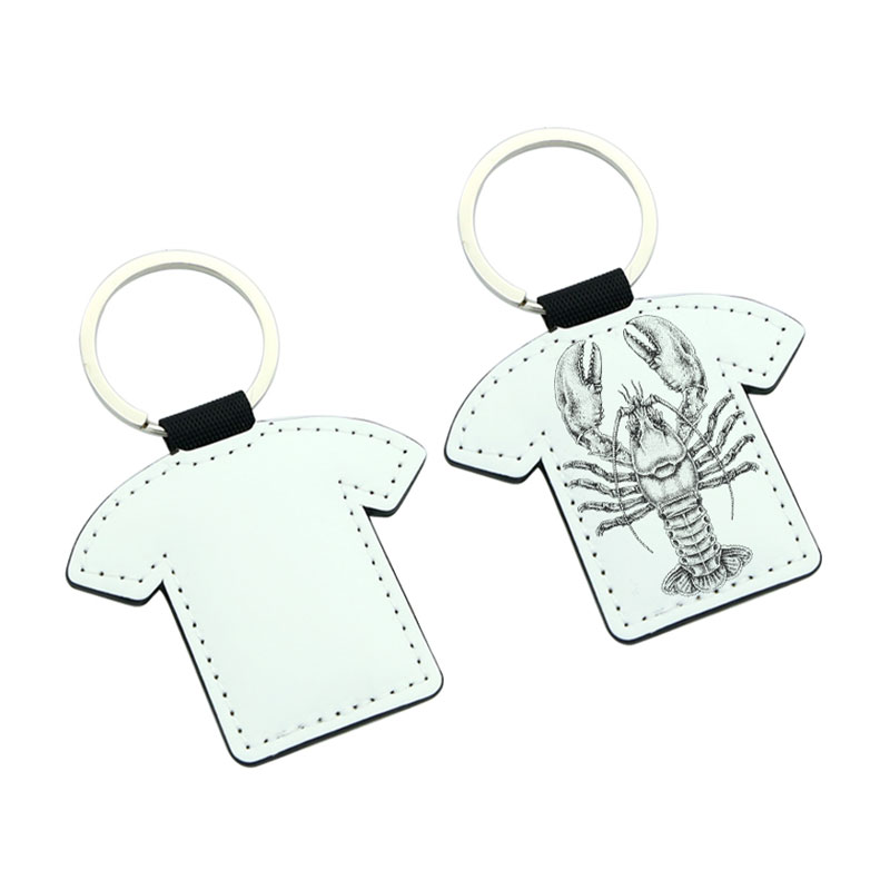 Sublimation PU læder T-shirt form nøglering - dobbeltsidet tryk