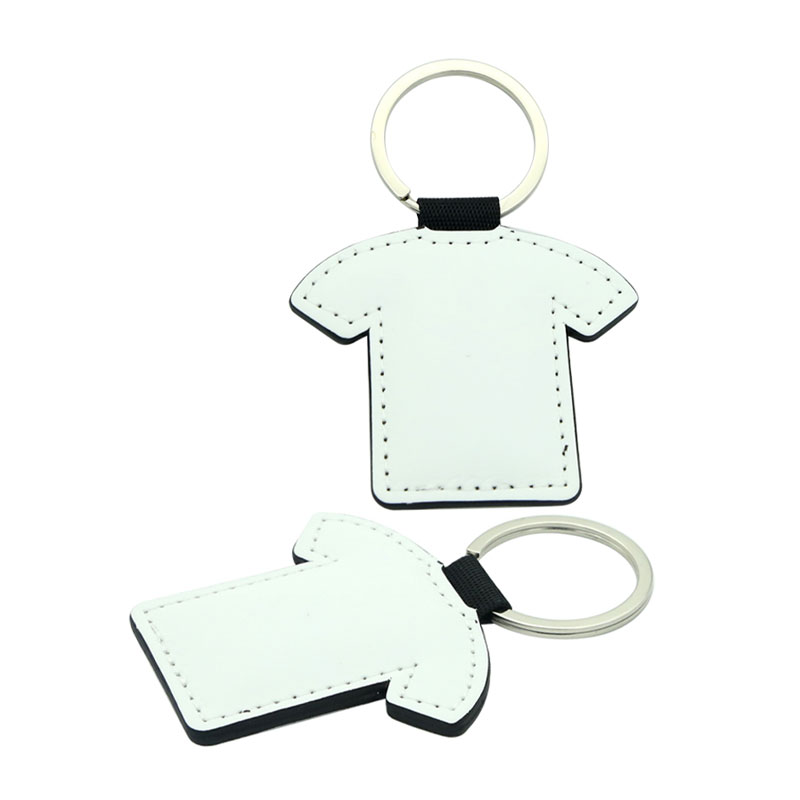 Sublimation PU læder T-shirt form nøglering - dobbeltsidet tryk
