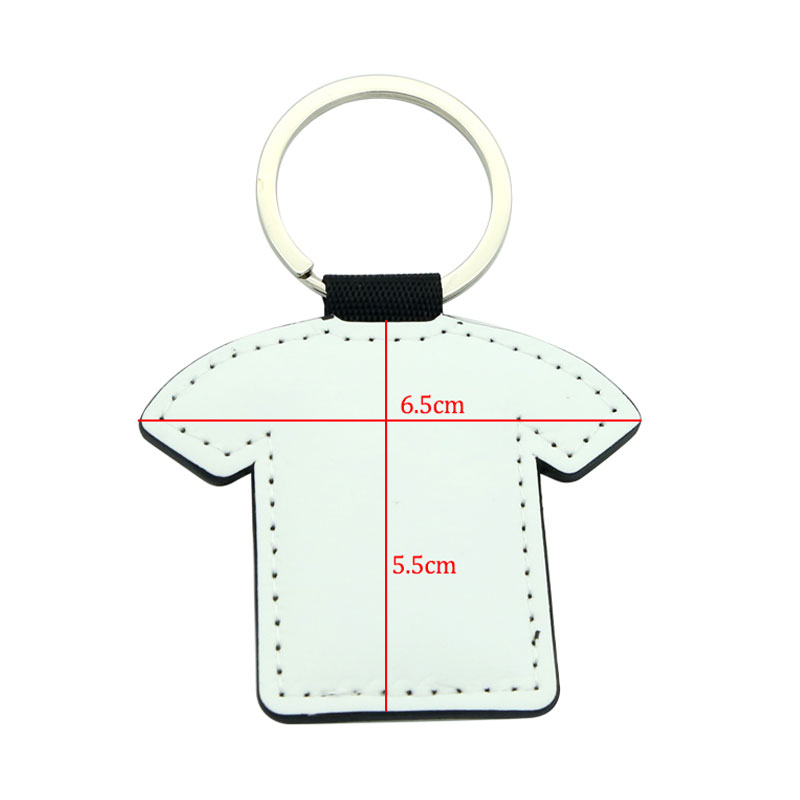 Sublimation PU læder T-shirt form nøglering - dobbeltsidet tryk