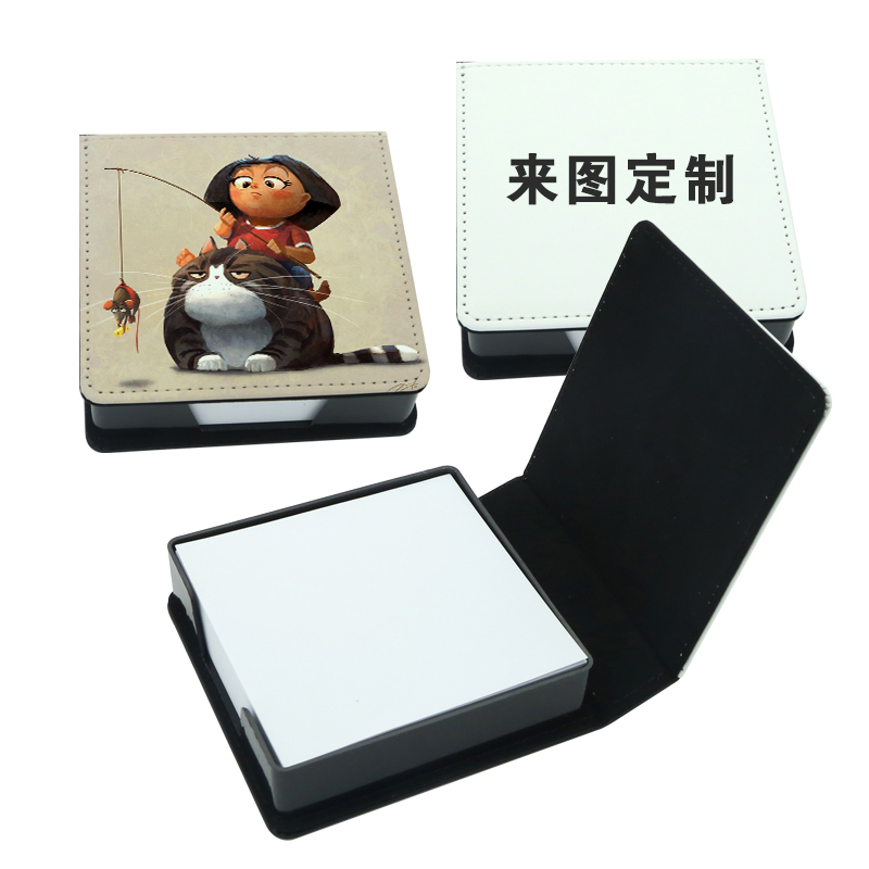 Sublimation Leatherette Sticky Notes Box - Firkantet
