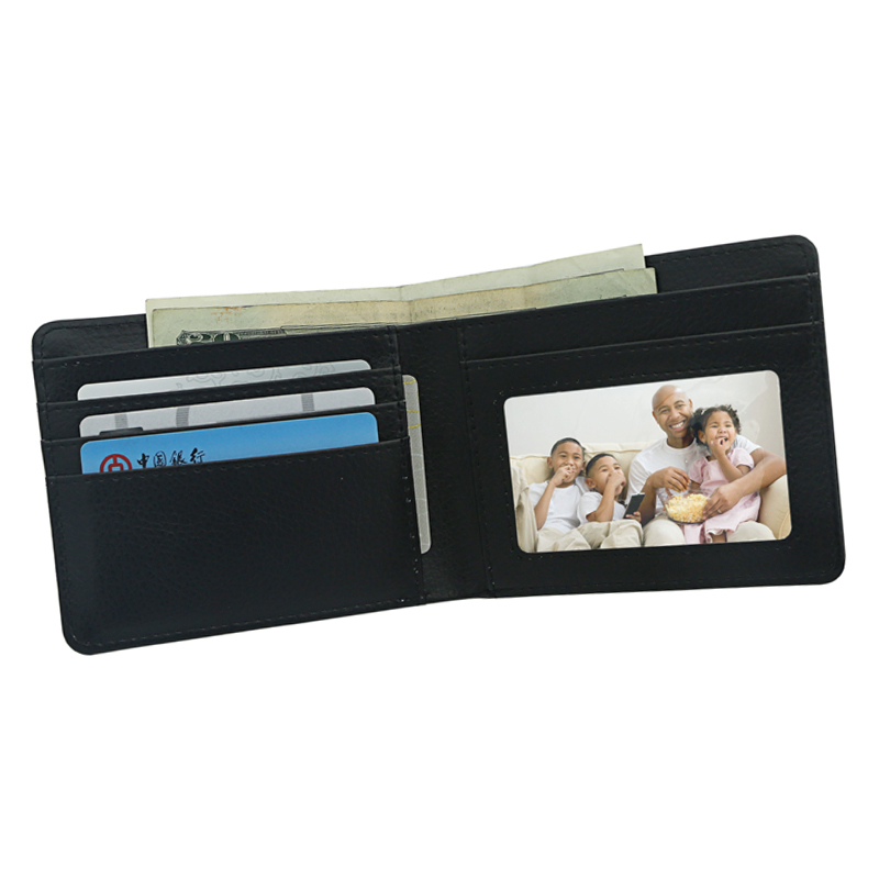 Mænds Sublimation Leatherette Bi-Fold tegnebog med fotovindue
