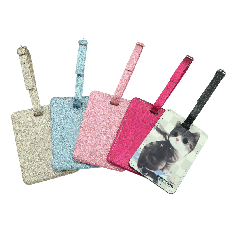 Sublimation Glitter Læder Bagagemærke - Enkeltside Printbar
