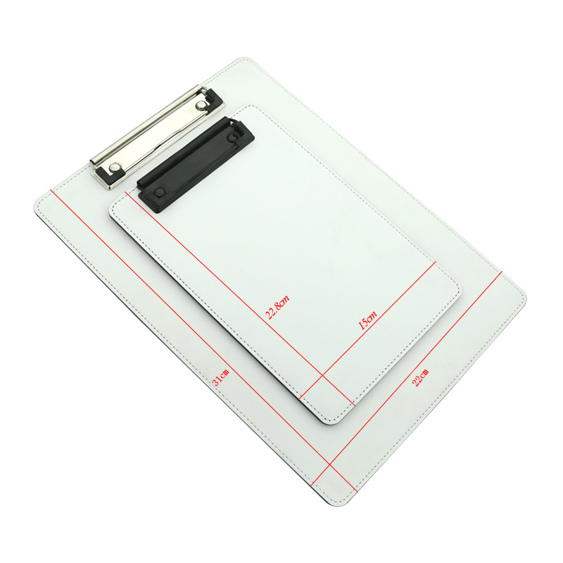Sublimation PU læder clipboard med metal klip - A5