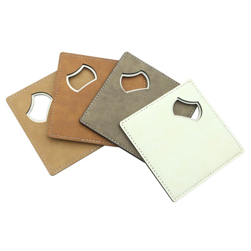 Sublimation Leatherette rustfrit stål flaskeåbner Coaster Sublimation Leatherette rustfrit stål flaskeåbner Coaster